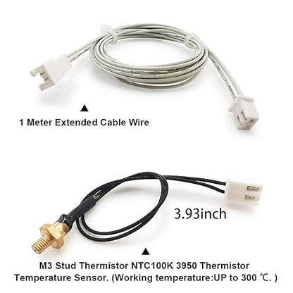 Ender 3 v2 Thermistor M3 300℃ Upgrade, 3D Printer NTC 100K 3950 Ender 3 M3 Stud Thermistor with 1M Extended Cable Use for Ender 3/Ender 3 V2,Ender 3 Pro/Ender 5, CR10 3D Printer Hotend, 1.1m/43.3inch