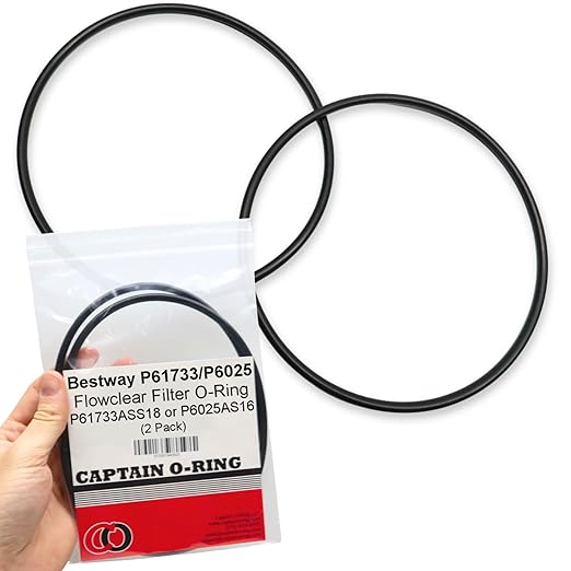 Captain O-Ring Replacement P61733 / P6025 O-Rings for Select Bestway Flowclear Filter Pumps (2 Pack, P61733ASS18 / P6025ASS16)