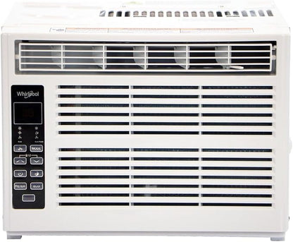 Whirlpool 8,000 BTU Window Air Conditioner with Dehumidifier, 115V, Window AC for Rooms up to 350 Sq. Ft., Living Room, Bedroom, or Apartment, with 3 Speeds, Remote Control, and 24H Timer, White