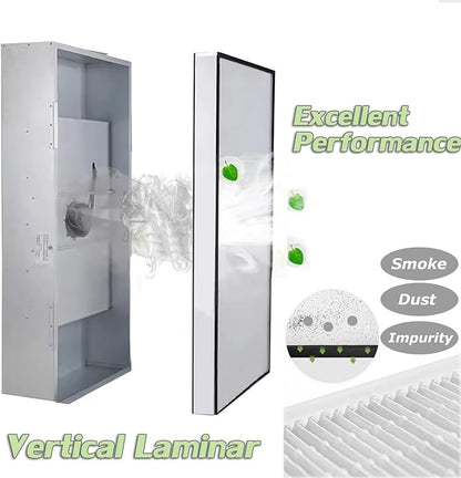 INTSUPERMAI Vertical Laminar Flow Hood Air Flow Clean Bench Workstation with HEPA Aluminum Blade Fan Rated Air Volume 706cfm Dust Free Room Workshop for Dust Free Work Operatiom 110V