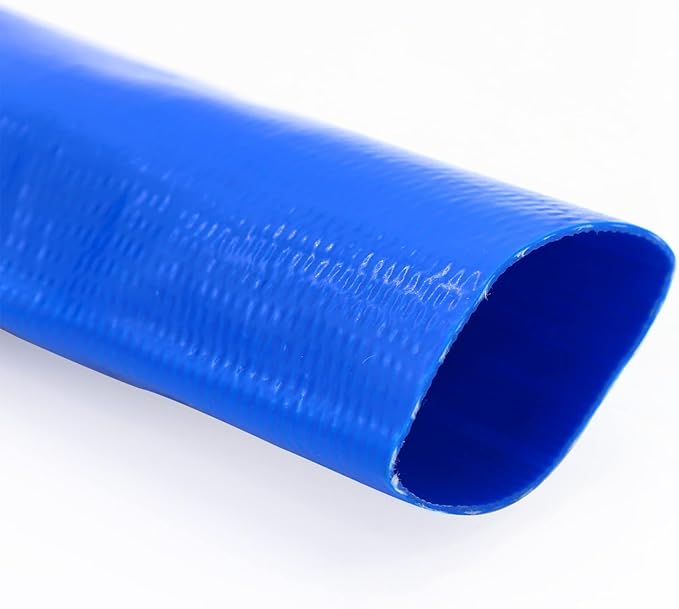 DAVCO 2.5" x 100 ft Pool Backwash Hose, Heavy Duty Reinforced Blue PVC Lay Flat Water Discharge Pump Hoses For Swimming Drain Pools and Clean Filters,with 1 Clamp