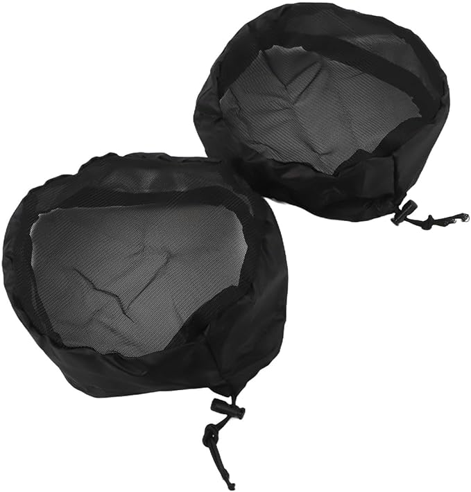 2 Pack Grow Tent Vent Duct Filter Covers with Elastic Band and Fixed Buckles, Silver-Coated Oxford and Mesh Cloth for Plant Greenhouses, Fits 4in 6in 8in Openings, Black(8in)