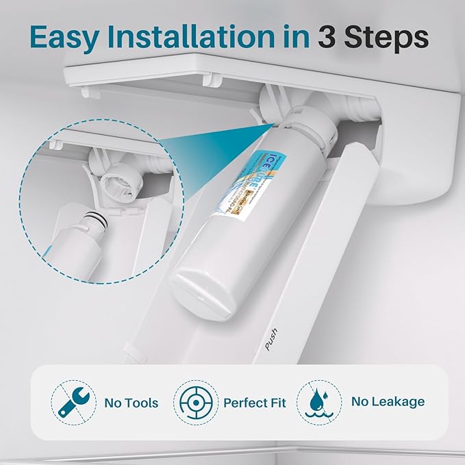 ICEPURE Alkaline LT1000PC Refrigerator Water Filter and Air Filter Replacement for LG LT1000P/PC/PCS, Kenmore 9980, ADQ74793501 ADQ74793502 ADQ747935 MDJ64844601 LMXS28626S LT1000, Enhances PH, 2Combo