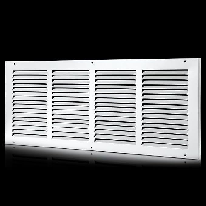 24x8 Return Air Grille(Duct Opening Size),Air Return Vent Cover,Flat Vent Cover,Rejillas De Aire Acondicionado para Casa,Return Air Grilles,Outer Dimensions:25.75"Wx9.75"H(24"W x 8"H, Duct Opening)