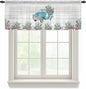 Farmhouse Sheer Valance Curtains, Summer Blue Car with Cactus Succulents Wood Grain Light Filtering Kitchen Valances Rod Pocket Voile Curtain Window Treatment for Bedroom/Living Room/Basement 54Wx18L