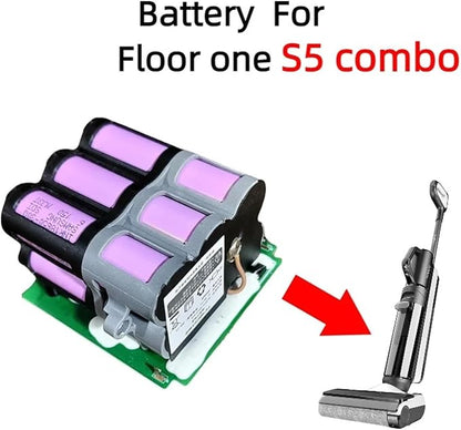 21.6V 3000mAh Replacement Battery. Compatible for Tineco Floor One S5 Combo Wireless Scrubber Parts Cordless Vacuum Cleaner Accessories CL2312-6SIP-01A