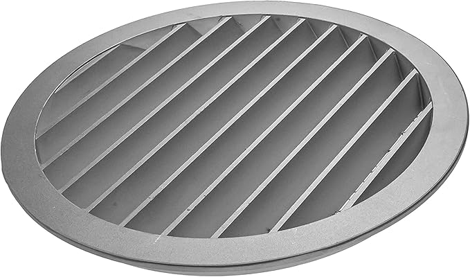 Repa Market 12.4" Inch Aluminum Gray Soffit Air Vent Cover - Louvered Round Gable Vent with Mesh Screen - Exhaust/Intake Ventilation Grill - House, Attic, Bathroom - Indoor/Outdoor Metal Grate