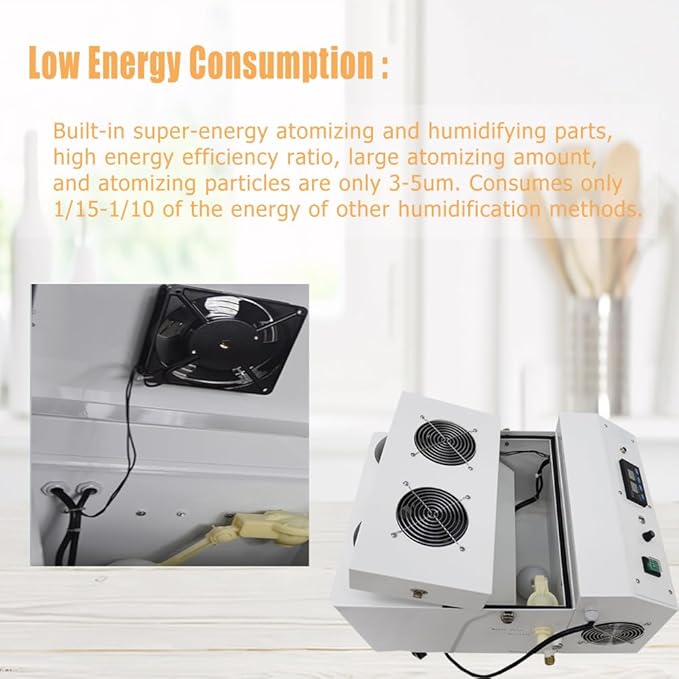 Industrial Ultrasonic Humidifier Cooler Sprayer 9kg/h Portable Continuous Cool Mist Maker Humidifier Commercial with Humidistat and Remote Sensor for Greenhouse Large Room