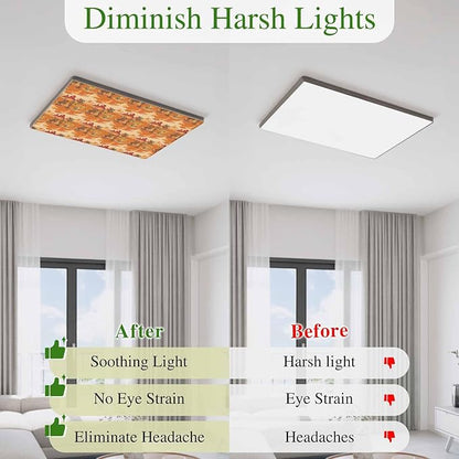 Tropical Plant Cactus Fluorescent Light Covers 2 Pack Western Cowboy Horse Sunset Deserts Orange Magnetic Fluorescent Ceiling Lights Filters for Office Classroom Home Drop Ceiling 4x2 Feet