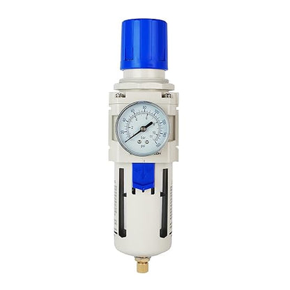 BLCH 1/2" NPT Air Compressor Filter - Air Pressure Regulator Filter Combo,Compressed Air Dryer AW4000-04 Semi-Auto Drain Poly Bowl Gauge 0-160 PSI 5μm