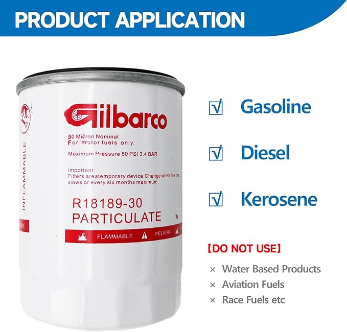 3/4 inch NPT Fuel Filter for Transfer Pump, 30 Micron Spin-on Style for Portable Mobile and Stationary Fuel Tanks Boat