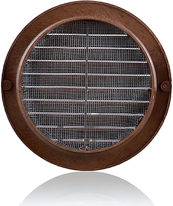 VENTS-US - 6" Brown Round Plastic Vent Cover with Built-in Insect Screen Mesh and Flange - for Air Supply or Exhaust Applications - Compatible with 6 Inch Duct Diameter (2-Pack)
