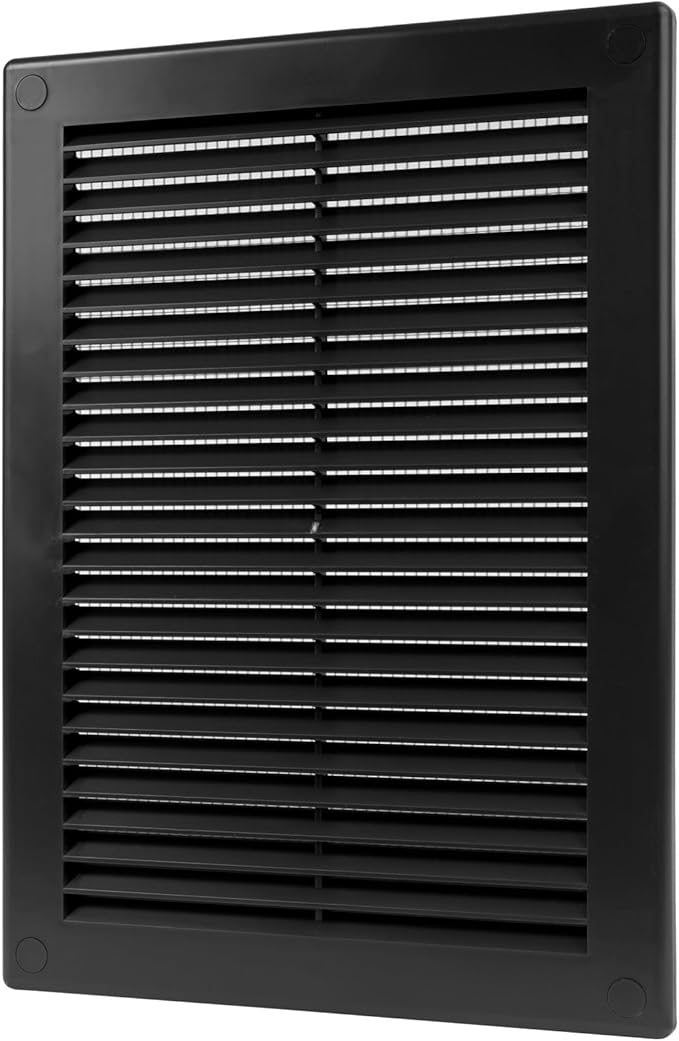 Vent Systems 5.5" x 8" Inch (Opening Dimensions) - Pack of 2 - Plastic Black Soffit Vent Cover - Flat Rectangular Air Vent Grille - Air Vent Deflector - HVAC 7" x 10" Inch (Overall Dimensions)