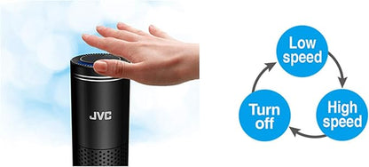 JVC KS-GA100 Car Air Purifier Portable USB Power Input HEPA Filter 3-Stage Filtration Motion Activated Controls Black