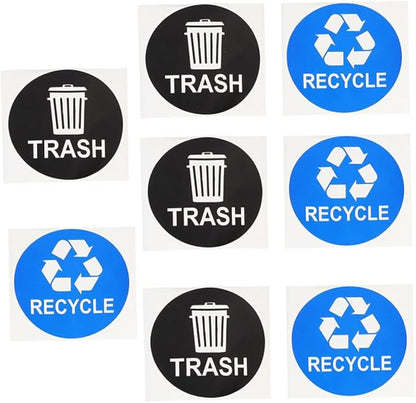 8pcs Trash Sorting Decals Self-Adhesive Waste Container Stickers for Recycling Labels for Easy Waste Classification Black Blue