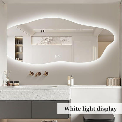 JSLJDM 500 X1000 mm Illuminated Backlit LED Bathroom Mirror, Wall Mounted Multifunction Bathroom Vanity Mirror with Lights and Demister Pad, Energy-Saving Illuminated Smart Mirror