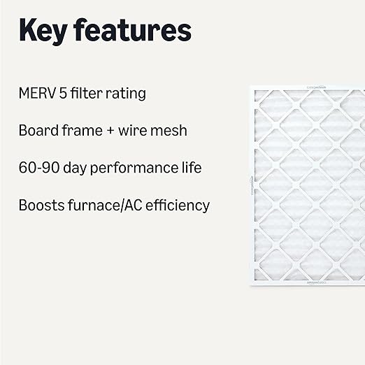 Amazon Basics Merv 5 AC Furnace Air Filter 20x30x1 inches, Pack of 6 (Actual size: 19.75" x 29.75" x 0.75")