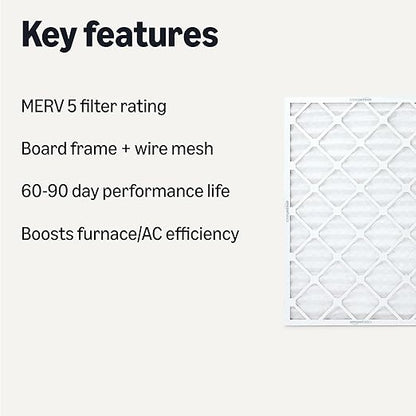 Amazon Basics Merv 5 AC Furnace Air Filter 20x30x1 inches, Pack of 6 (Actual size: 19.75" x 29.75" x 0.75")