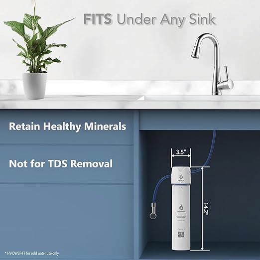 Hydrovos DWSP Premium Microplastic Water Filter, NSF 401/53/42 Under Sink Drinking Water Filtration System, Direct Connect Kitchen/Bathroom Sink, Reduces PFOA, PFOS, Lead, Cysts, Asbestos, Chlorine