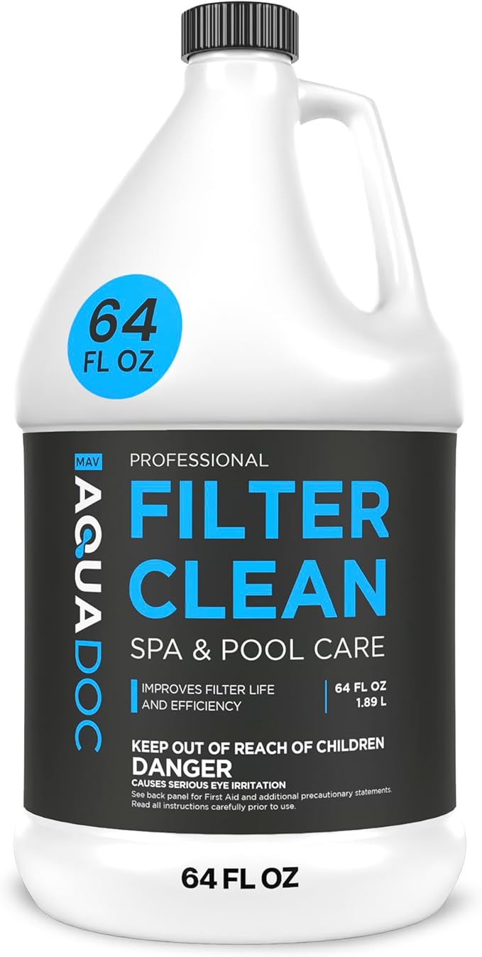 AquaDoc Spa & Hot Tub Filter Cleaner Soak - 64oz - Pool Filter Cleaner & Cartridge Cleaning Solution - Made in USA