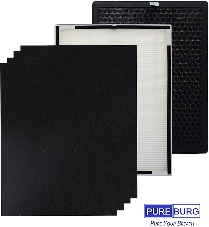 PUREBURG Replacement Filter Set Compatible with Purafide Air XP360 Air Purifier, H13 HEPA 4-Stage Filtration Activated Carbon Pre-Filters Air Clean Dust VOCs Odor