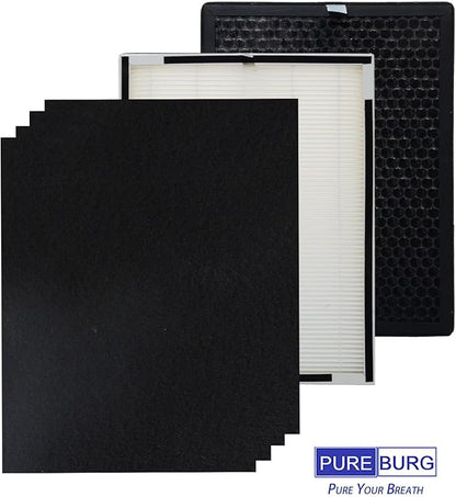 PUREBURG Replacement Filter Set Compatible with Purafide Air XP360 Air Purifier, H13 HEPA 4-Stage Filtration Activated Carbon Pre-Filters Air Clean Dust VOCs Odor