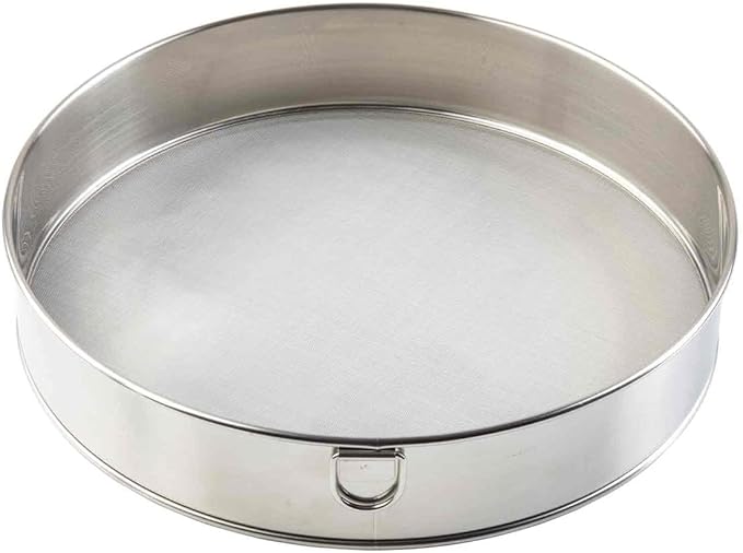 Tablecraft Fine Mesh Sieve Strainer, 10-Inch Round Durable Stainless Steel Flour Filtering, Comfortable Handle, Baking, Food Prep and Cooking Tool for Foodservice, Restaurant and Home Use, 2" Deep