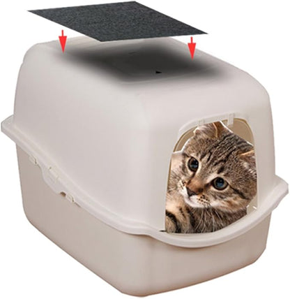 6 Pack Charcoal Cat Litter Box Replacment Filter Hooded Cat Litter Boxes and Pans Carbon Odor Filters, Black