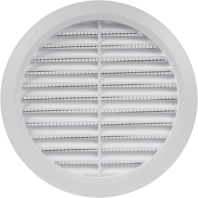 Vent Systems 5'' Inch - White - Soffit Vent Cover - Round Air Vent Louver - Grill Cover - Built-in Insect Screen - HVAC Vents for Bathroom, Home Office, Kitchen