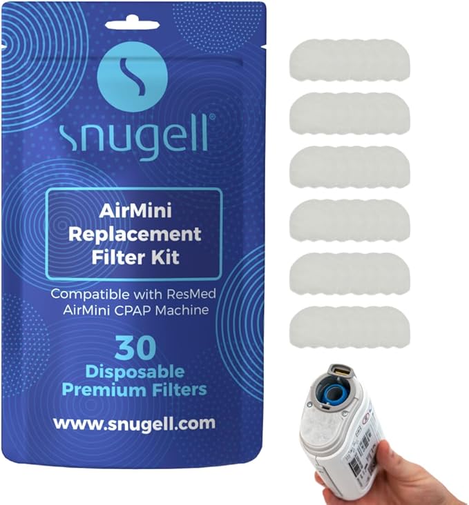 Snugell AirMini CPAP Filter – Compatible with ResMed AirMini Machines – Perfect for Travel and Home use – Easy to Install, enhances air Filtration, and ensures Cleaner air. (30 Count (Pack of 1))