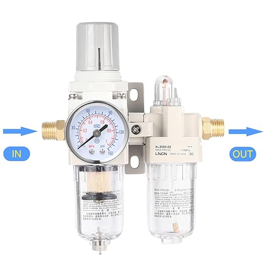 1/4 Inch Compressor Air Filter Pressure Regulator Water-Oil Trap Separator Filter with Lubricator Cup AC2010-02