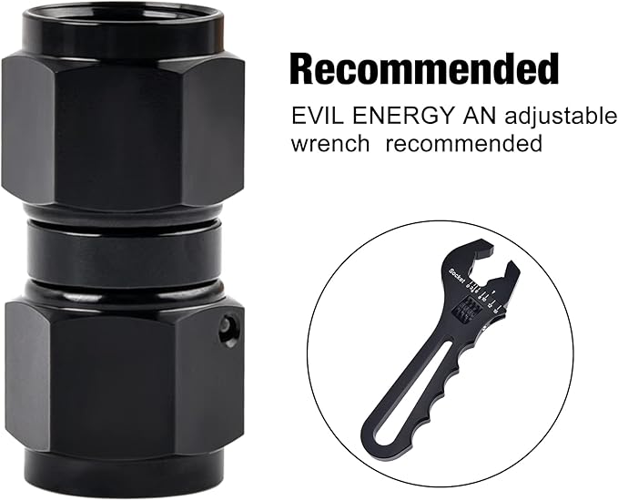 EVIL ENERGY 12AN Female to 12AN Female Straight Swivel Coupler Union Fitting Adapter Aluminum Black 2PCS