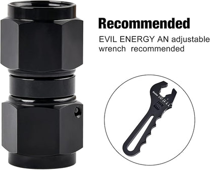 EVIL ENERGY 12AN Female to 12AN Female Straight Swivel Coupler Union Fitting Adapter Aluminum Black 2PCS