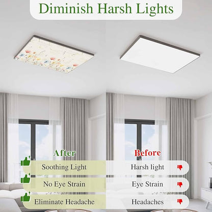 Fluorescent Light Covers for Ceiling Lights Spring Poppy Floral Magnetic Light Filters 1 Pack 4x2 ft Wildflower Vintage Ceiling Lights Cover for Classroom Office School Home Drop Lamp Decor