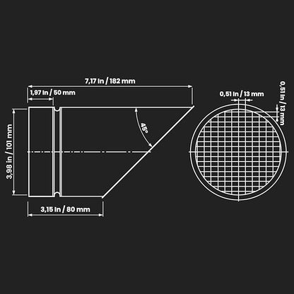Repa Market 4” Inch Outlet Vent Cover with Mesh - Round Outdoor Air Take-Off with Steel Screen – Angled Galvanized Steel Exhaust End Cap with Rain Cover