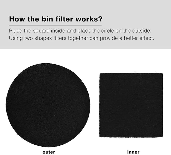 Abakoo Compost Bin Filters, 12 Pack, Activated Carbon Filters for Kitchen Compost Pail Filters Replacement for 1/1.3 Gallon Compost bin, 6 Round and 6 Square 6.5 inch Diameter Measures 4.65 inch