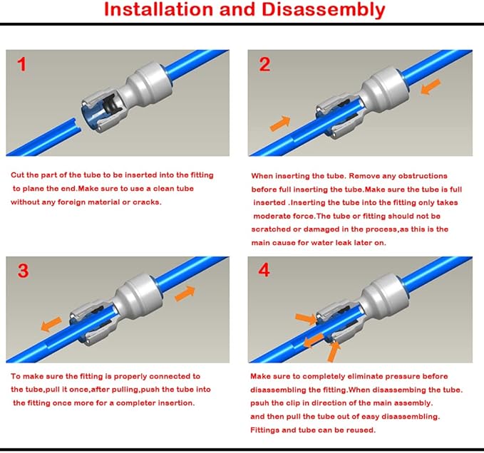 YZM 1/2" Male Thread x 1/4" OD tube Quick Connector fittings Water Purifiers Filters Reverse Osmosis Systems accessories set of 5.