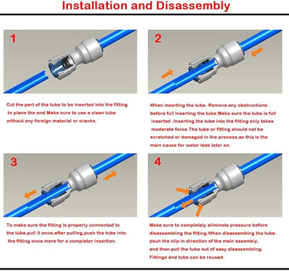 YZM 1/2" Male Thread x 1/4" OD tube Quick Connector fittings Water Purifiers Filters Reverse Osmosis Systems accessories set of 5.