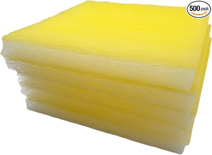 Paint Booth Exhaust Fiberglass Filter Pad (US Manufacturer), Heavy-Duty Paint Arrestor for Spray Booth (500/case, 20" x 20")