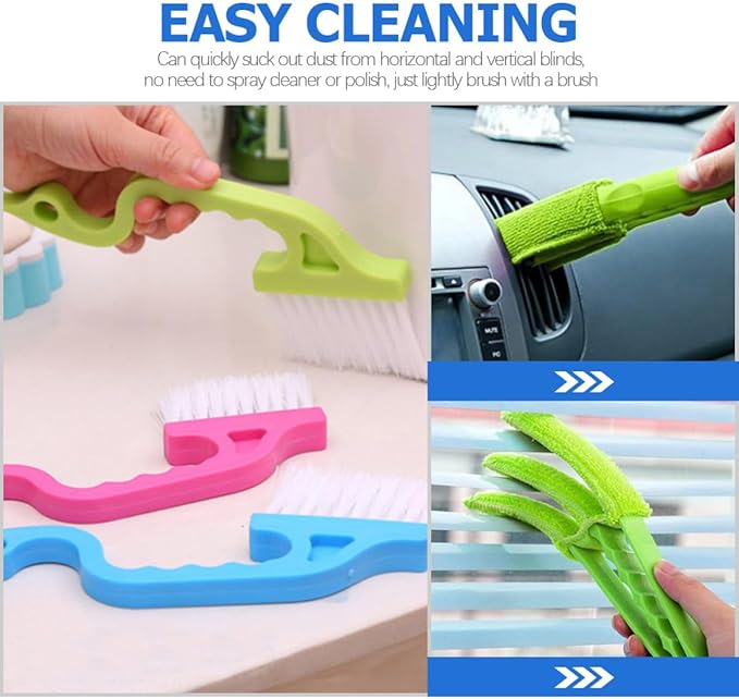 TEHAUX 8pcs Window Groove Cleaning Brush Set Scrubber for Wet and Dry Use, Multi-Size Gap Brushes for Window Tracks and Crevices, Household Cleaning Tools for Indoor Dust Removal