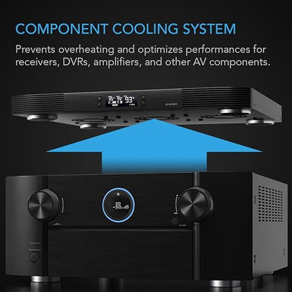 AC Infinity AIRCOM T9, Quiet Cooling Fan System 17" Top-Exhaust for Receivers, Amps, DVR, AV Cabinet Components