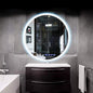 Round LED Bathroom Mirror Demister Pad IP44 Vanity Large Mirror Cold Light Dressing Wall Mirror (Color : Cold Light Size : 60cm) (Cold Light 70cm)