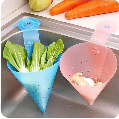 1pc Sink Food Waste Drain Filter Foldable Sink Self-Standing Anti-Blocking Funnel Drain for Leftovers Sorting Random Color