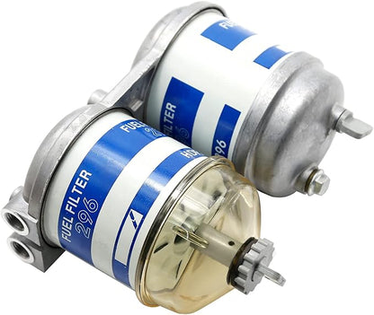 Dual Double Fuel Filter Assembly Replacement for Ford 2000 3000 4000 and More Replacement for Allis Chalmers, Massey Ferguson, Landini New Holland NH Universal Replaces 7111-296 EBPN9N166AA