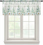 Eucalyptus Leaves Daisy Sheer Valance Curtains, Summer Farmhouses Gray Plaid Light Filtering Kitchen Valances Rod Pocket Voile Curtain Window Treatment for Bedroom/Living Room/Basement 42Wx18L