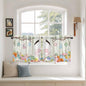 Easter Kitchen Tier Curtains 36 Inch Long 2 Panel Set,Rod Pocket Half Window Curtains Over Sink,Spring Farmhouse Watercolor Bunny Eggs Wood Grain Light Filtering Short Drapes Cafe 27.5"W x 36"L