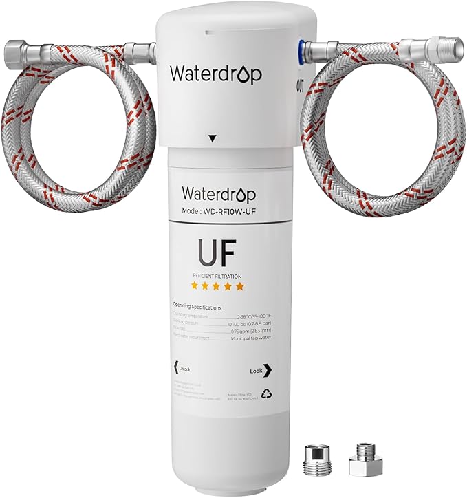 Waterdrop 10UAW-UF 0.01 μm Ultra Filtration Under Sink Water Filter System, 1 Year, Reduces Lead, Chlorine, Bad Taste & Odor, Direct Connect to Kitchen Faucet, USA Tech
