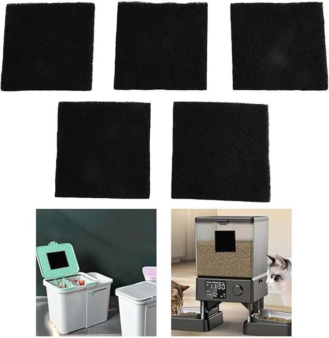 Activated Carbon for Compost Bins, Square 8x8x0.5 cm, Replaceable Compost Bin Insert for Control, Long Lasting Air Purifying Filter, Natural Carbon