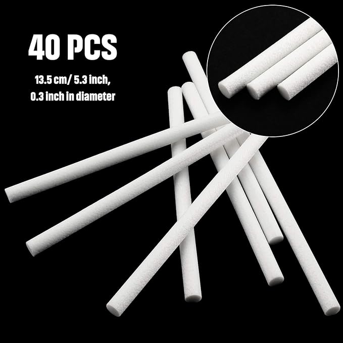 40 Pieces Humidifier Filter Cotton Refill Travel Mini Humidifier Filters Sticks Car Filters Replacement Parts for Portable Personal USB Powered Smart H20 in Office Bedroom(5.3 Inch)