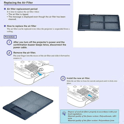 AWO Replacement Projector Air Filter Fit for EPSON ELPAF13 / V13H134A13 / 146370 EB-410W EB-410E EB-S6 EB-S62 EB-S6LU EB-W6 EB-X6 EB-X62 EB-X6LU EH-TW420 EMP-400W EMP-400WE EMP-822 EMP-822H EMP-83